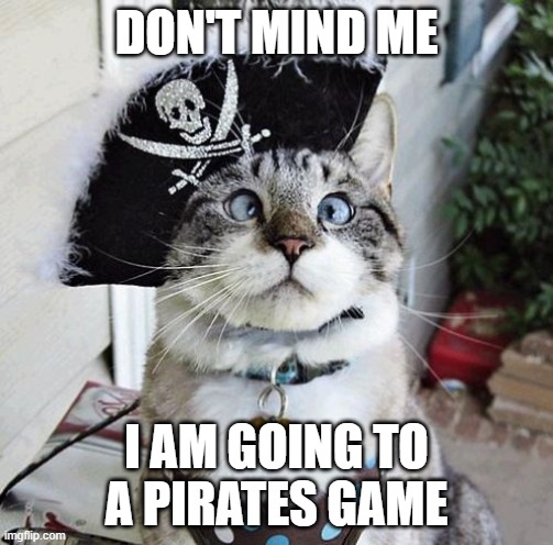 Spangles Meme | DON'T MIND ME; I AM GOING TO A PIRATES GAME | image tagged in memes,spangles | made w/ Imgflip meme maker