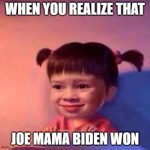 what | WHEN YOU REALIZE THAT; JOE MAMA BIDEN WON | image tagged in funny | made w/ Imgflip meme maker