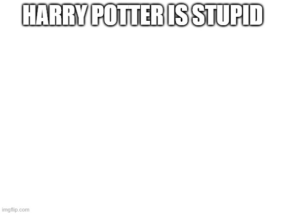 #totallynotadare | HARRY POTTER IS STUPID | image tagged in blank white template | made w/ Imgflip meme maker