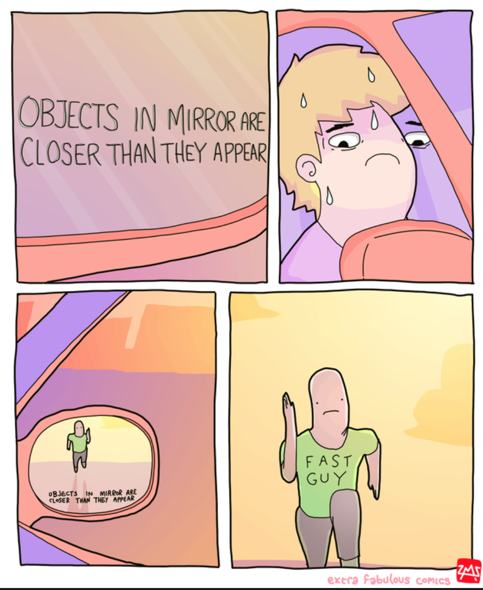 Objects In Mirror Are Faster Than They Appear Man Blank Meme Template
