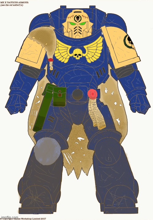 This is the second version of my OC. What do you think I could improve about him? | image tagged in space marine,oc | made w/ Imgflip meme maker