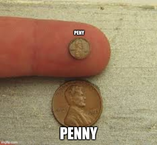 peny | PENY; PENNY | image tagged in peny,lol,funny,memes,tiny | made w/ Imgflip meme maker
