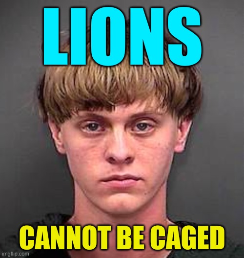 The Great American Hero | LIONS; CANNOT BE CAGED | image tagged in the great american hero,lions,dylan roof,unfair,hero,trump lost | made w/ Imgflip meme maker