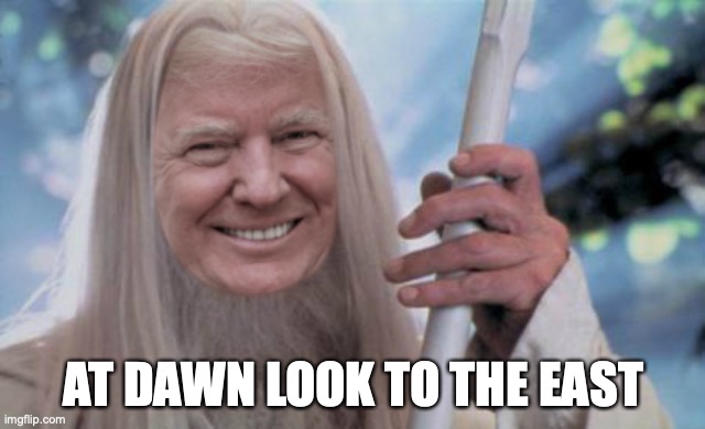 LOTR Trump | AT DAWN LOOK TO THE EAST | image tagged in trump 2020 | made w/ Imgflip meme maker