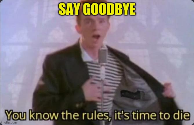 You know the rules, it's time to die | SAY GOODBYE | image tagged in you know the rules it's time to die | made w/ Imgflip meme maker