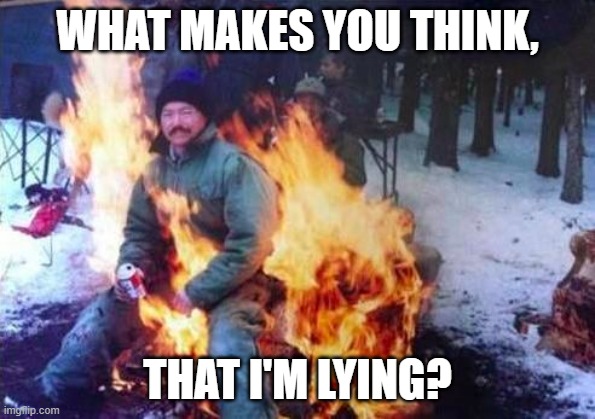 liar, liar, pants on fire. | WHAT MAKES YOU THINK, THAT I'M LYING? | image tagged in memes,ligaf | made w/ Imgflip meme maker