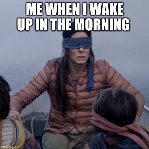 Bird Box Meme |  ME WHEN I WAKE UP IN THE MORNING | image tagged in memes,bird box | made w/ Imgflip meme maker