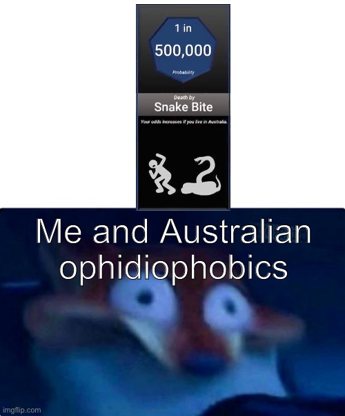 Nick Wilde | Me and Australian ophidiophobics | image tagged in nick wilde,memes,funny | made w/ Imgflip meme maker