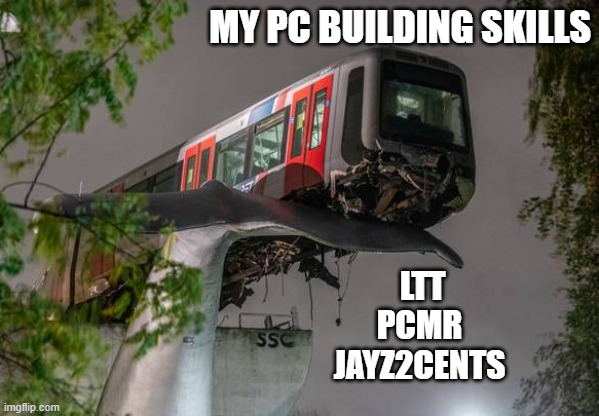Almost crashed | MY PC BUILDING SKILLS; LTT PCMR JAYZ2CENTS | image tagged in hardworking guy | made w/ Imgflip meme maker