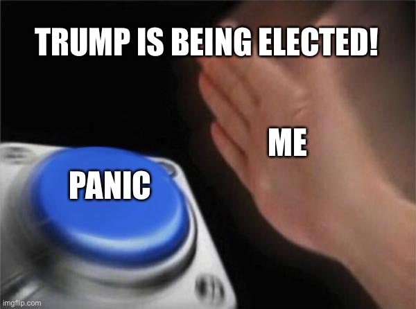 Blank Nut Button | TRUMP IS BEING ELECTED! ME; PANIC | image tagged in memes,blank nut button | made w/ Imgflip meme maker