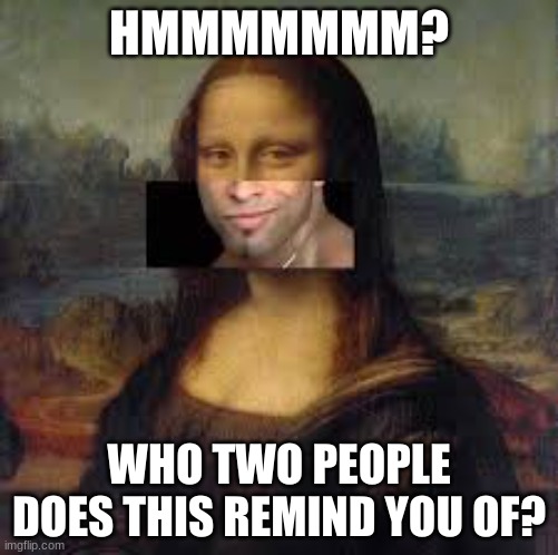 mona lisa/ricardo | HMMMMMMM? WHO TWO PEOPLE DOES THIS REMIND YOU OF? | image tagged in memes | made w/ Imgflip meme maker