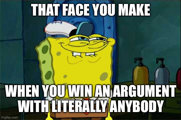 Don't You Squidward Meme | THAT FACE YOU MAKE; WHEN YOU WIN AN ARGUMENT WITH LITERALLY ANYBODY | image tagged in memes,don't you squidward | made w/ Imgflip meme maker