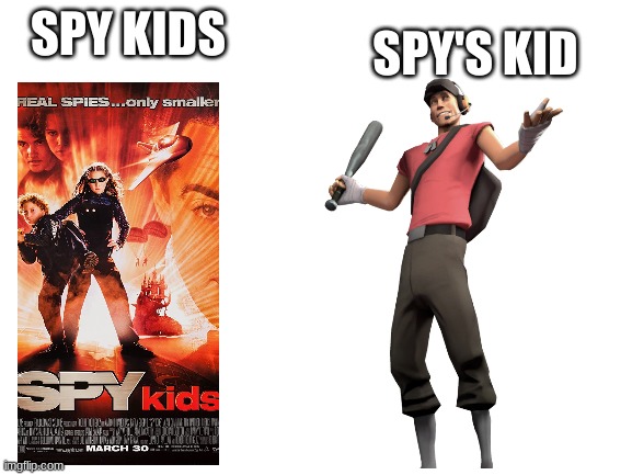 Blank White Template | SPY KIDS; SPY'S KID | image tagged in blank white template | made w/ Imgflip meme maker