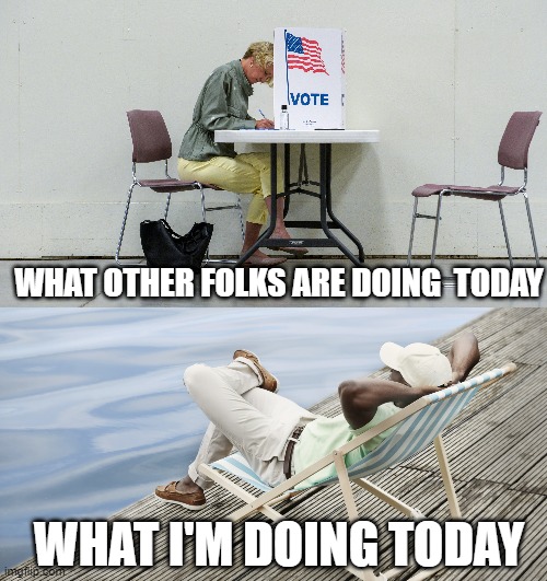 election day plans | WHAT OTHER FOLKS ARE DOING  TODAY; WHAT I'M DOING TODAY | image tagged in election 2020,memes | made w/ Imgflip meme maker