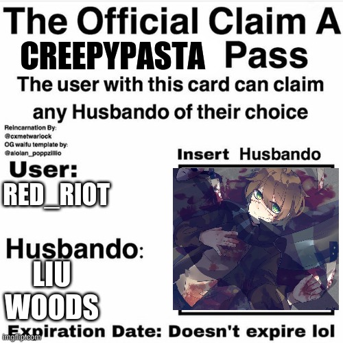 Creepy pasta OC Roleplay - Character Creation: Creepypasta Claim