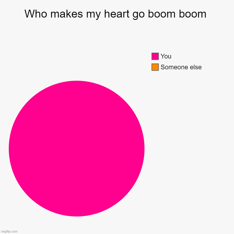 Who makes my heart go boom boom | Someone else, You | image tagged in charts,pie charts | made w/ Imgflip chart maker