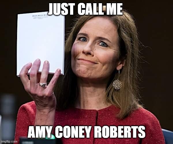 Amy comey barett boss | JUST CALL ME; AMY CONEY ROBERTS | image tagged in amy comey barett boss | made w/ Imgflip meme maker