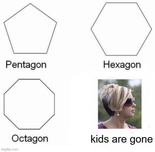 Pentagon Hexagon Octagon | kids are gone | image tagged in memes,pentagon hexagon octagon | made w/ Imgflip meme maker