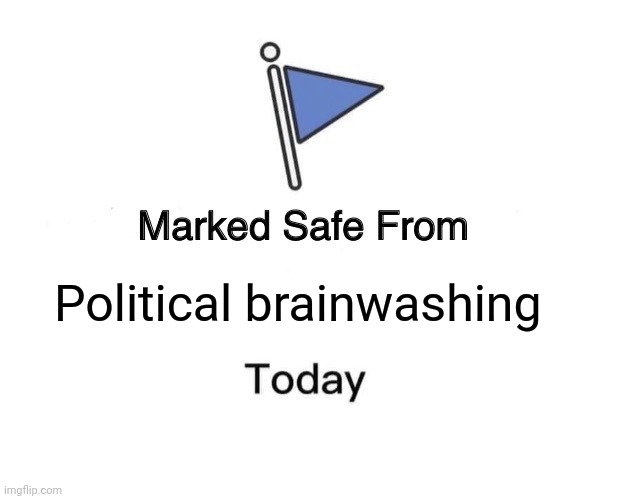 Marked Safe From Meme | Political brainwashing | image tagged in memes,marked safe from | made w/ Imgflip meme maker