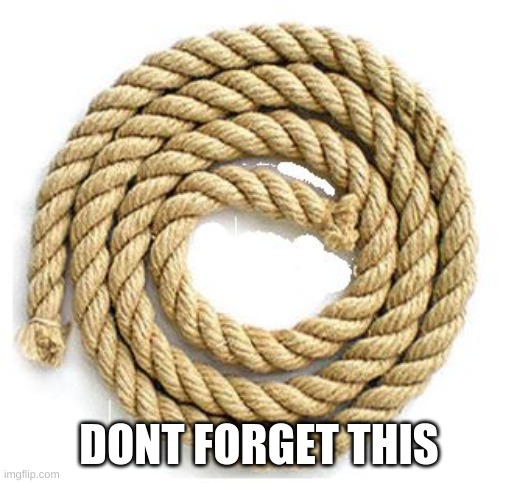 rope | DONT FORGET THIS | image tagged in rope | made w/ Imgflip meme maker
