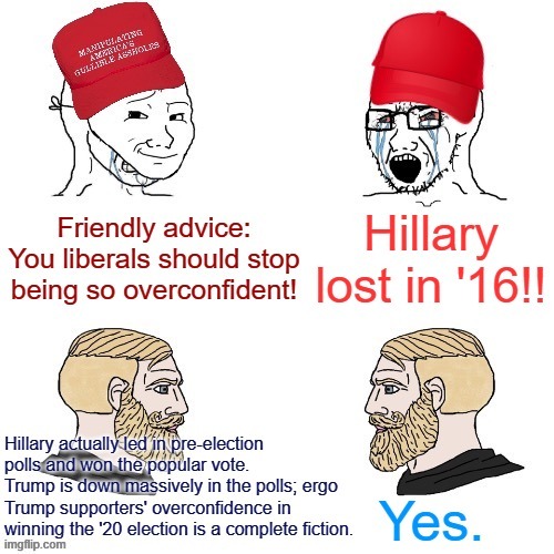 Friendly advice to Trump supporters: The polls in '16 weren't *that* wrong. | image tagged in election 2016,2020 elections,polls,election 2020,conservative logic,trump supporters | made w/ Imgflip meme maker