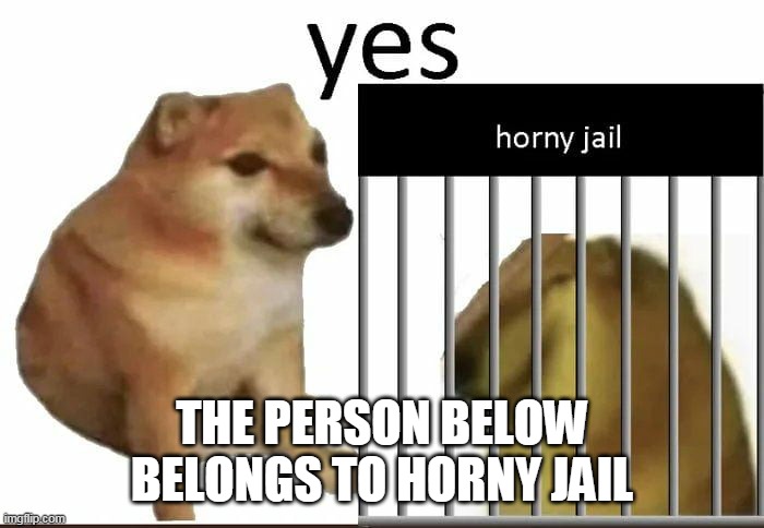 THE PERSON BELOW BELONGS TO HORNY JAIL | made w/ Imgflip meme maker