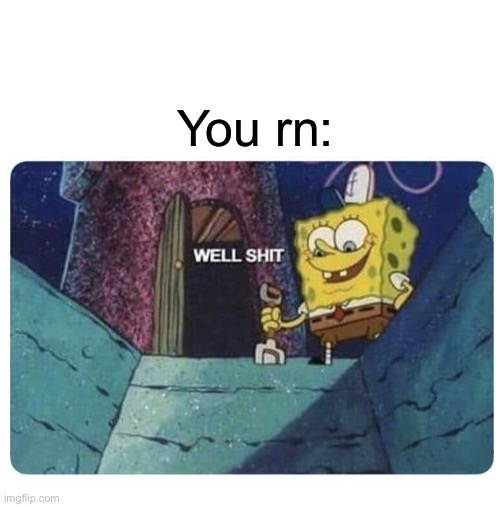 Well shit.  Spongebob edition | You rn: | image tagged in well shit spongebob edition | made w/ Imgflip meme maker
