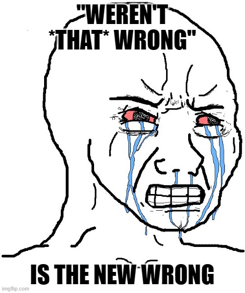 Crying npc | "WEREN'T *THAT* WRONG" IS THE NEW WRONG | image tagged in crying npc | made w/ Imgflip meme maker