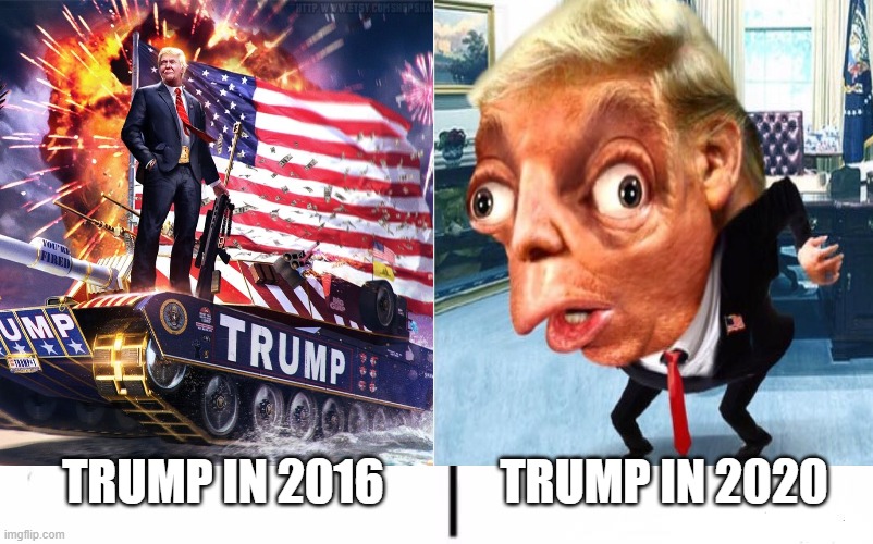 You should get some mental help if you vote trump in 2020 | TRUMP IN 2016; TRUMP IN 2020 | image tagged in trump,donald trump,president,president trump,election 2016,2020 | made w/ Imgflip meme maker