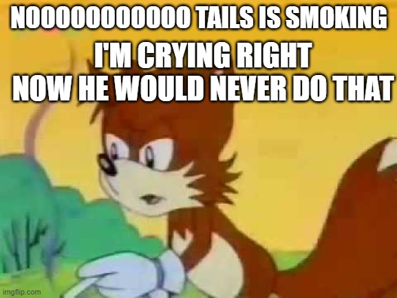 Top 10 ways to ruin your childhood | NOOOOOOOOOOO TAILS IS SMOKING; I'M CRYING RIGHT NOW HE WOULD NEVER DO THAT | image tagged in memes,funny,sonic,tails | made w/ Imgflip meme maker