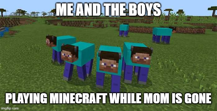 me and the boys | ME AND THE BOYS PLAYING MINECRAFT WHILE MOM IS GONE | image tagged in me and the boys | made w/ Imgflip meme maker