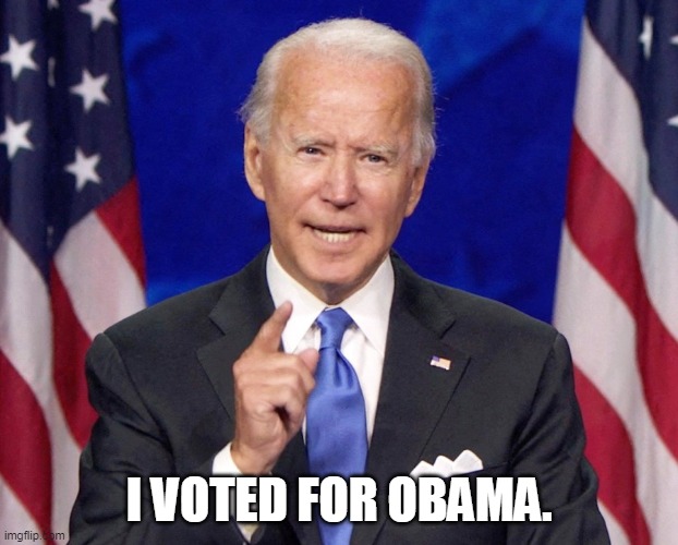 Biden | I VOTED FOR OBAMA. | image tagged in election 2020 | made w/ Imgflip meme maker