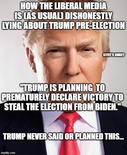 politics | STEVE'S SMILEY; TRUMP NEVER SAID OR PLANNED THIS... | image tagged in political meme | made w/ Imgflip meme maker