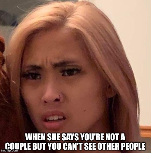 Fun | WHEN SHE SAYS YOU'RE NOT A COUPLE BUT YOU CAN'T SEE OTHER PEOPLE | image tagged in e g | made w/ Imgflip meme maker