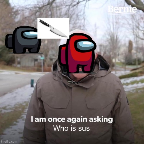 Who is sus... | Who is sus | image tagged in memes,bernie i am once again asking for your support | made w/ Imgflip meme maker