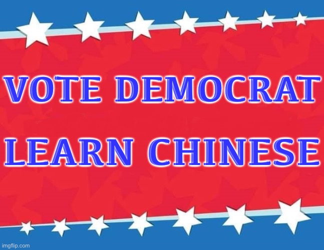 Remember this before you vote... | VOTE DEMOCRAT; LEARN CHINESE | image tagged in campaign sign,memes,funny,democratic party,communism,politics | made w/ Imgflip meme maker