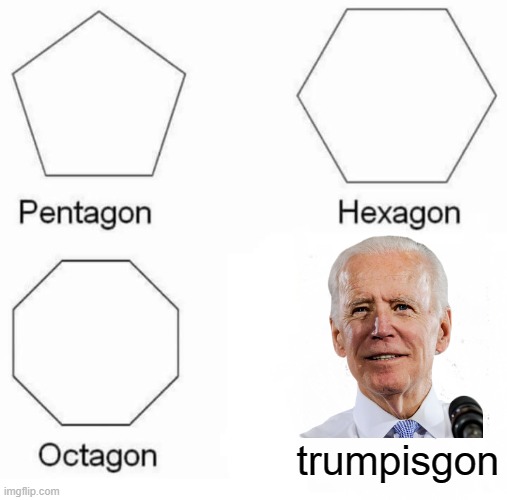 he's going away | trumpisgon | image tagged in memes,pentagon hexagon octagon,joe biden,trumpisgon,election 2020 | made w/ Imgflip meme maker