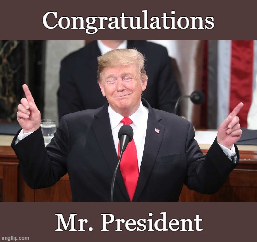 TRUMP 2020 | Congratulations; Mr. President | image tagged in trump | made w/ Imgflip meme maker