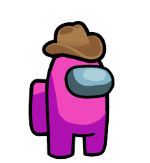 pink crewmate with cowboy hat Blank Meme Template