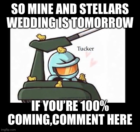 9:45 eastern time, I WILL POST THE LINK TO THE WEDDING HERE | SO MINE AND STELLARS WEDDING IS TOMORROW; IF YOU’RE 100% COMING,COMMENT HERE | image tagged in memes,yey,rvb,tucker,wedding | made w/ Imgflip meme maker
