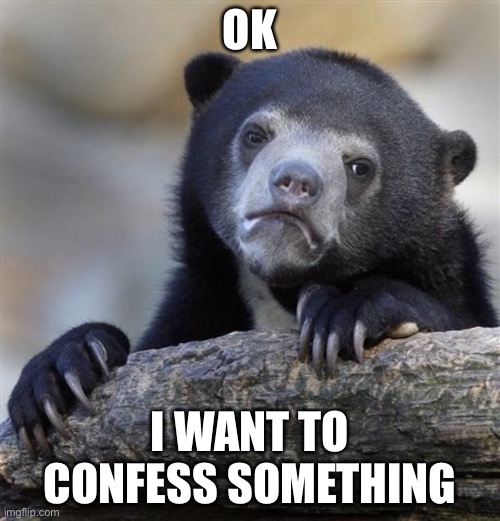 sad bear | OK; I WANT TO CONFESS SOMETHING | image tagged in sad bear,beeg | made w/ Imgflip meme maker