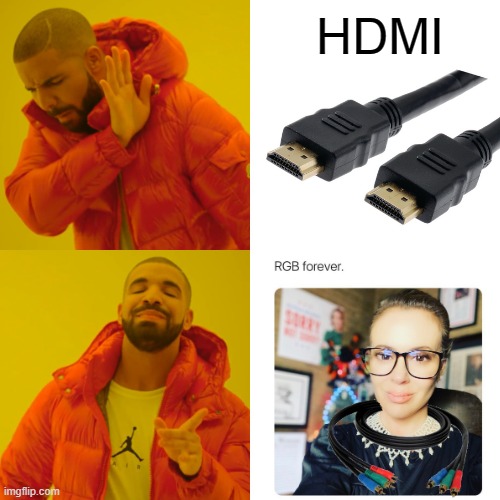 RGB for ever! | HDMI | image tagged in memes,alyssa milano,rbg,rgb,hdmi,rgb for ever | made w/ Imgflip meme maker