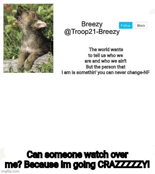 Can someone watch over me? Because Im going CRAZZZZZY! | made w/ Imgflip meme maker
