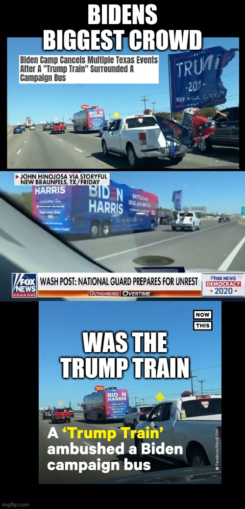 Biden's Trump Train | BIDENS BIGGEST CROWD; WAS THE TRUMP TRAIN | image tagged in traitorjoe,trump train,joe biden loser | made w/ Imgflip meme maker