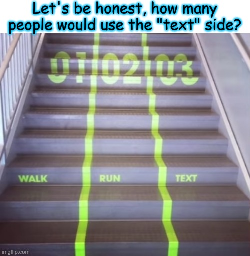 Let's be honest, how many people would use the "text" side? | made w/ Imgflip meme maker