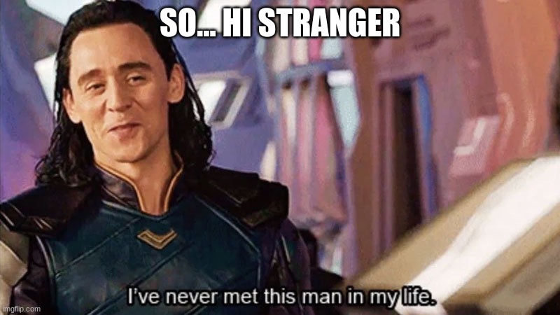 I Have Never Met This Man In My Life | SO... HI STRANGER | image tagged in i have never met this man in my life | made w/ Imgflip meme maker