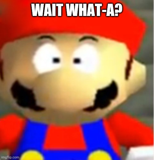 Mario 64 Mario Suprised | WAIT WHAT-A? | image tagged in mario 64 mario suprised | made w/ Imgflip meme maker