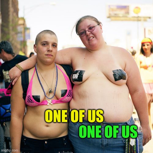 Real lesbians | ONE OF US ONE OF US | image tagged in real lesbians | made w/ Imgflip meme maker