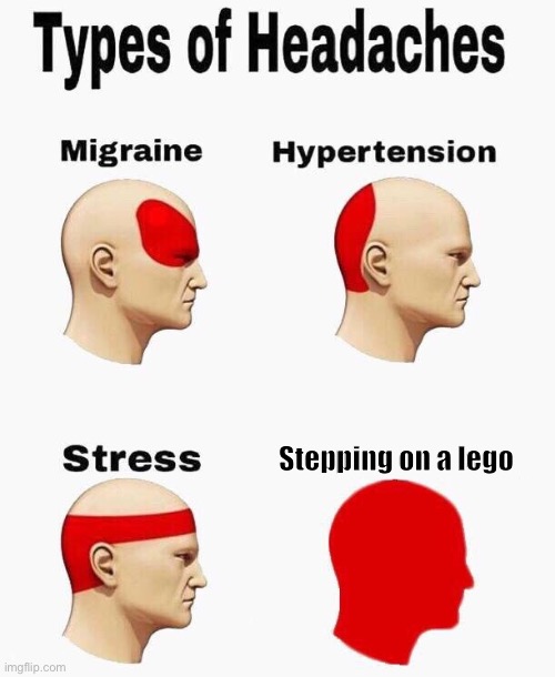 “Dolor intesifies” | Stepping on a lego | image tagged in types of headaches | made w/ Imgflip meme maker