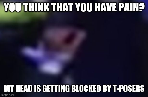 YOU THINK THAT YOU HAVE PAIN? MY HEAD IS GETTING BLOCKED BY T-POSERS | made w/ Imgflip meme maker